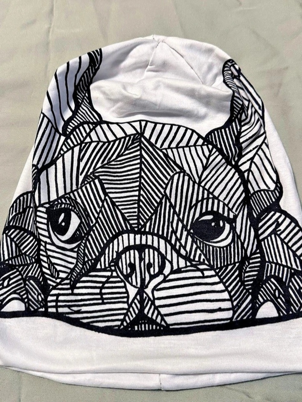NWOT French Bulldog Frenchie Face Knit Beanie Hat